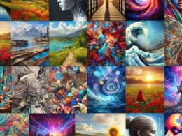 A collage of diverse AI generated images showcasing a variety of styles and themes.