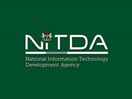 A flyer with a green background showing NITDA's logo written in white.