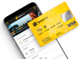 An image showing a smartphone and Tymebank's ATM card atop the phone's screen